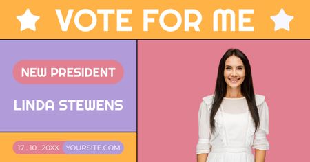 Attractive Woman Running for President Facebook AD Design Template