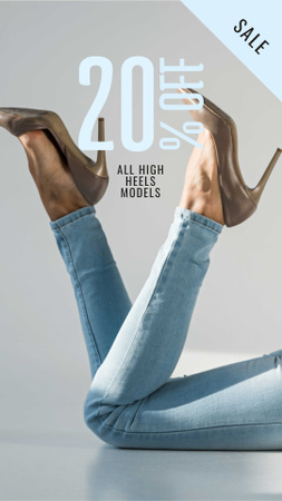 Ofereça descontos em sapatos femininos elegantes de salto alto Instagram Story Modelo de Design