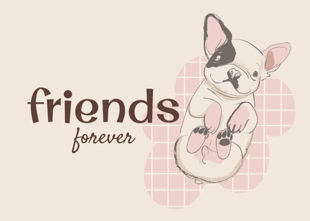 Designvorlage Puppy In Beige With Friendship Phrase für Postcard 5x7in