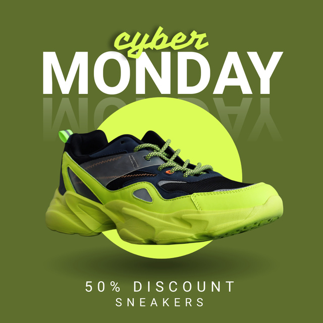 Cyber Monday Sale of Fashion Sneakers Animated Post Design Template