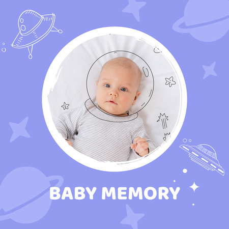 Plantilla de diseño de Fotos de lindos bebés con platillos voladores Photo Book 