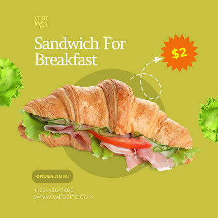 Ontwerpsjabloon van Instagram van Tasty Sandwich Offer for Breakfast 