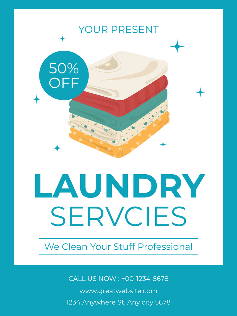 Platilla de diseño Quality Laundry Service at Discount Poster US