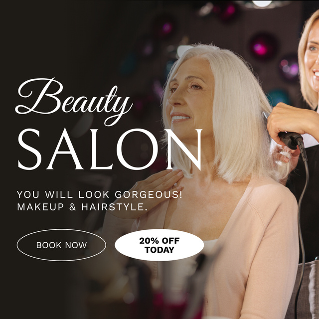 Ontwerpsjabloon van Animated Post van Beauty Salon Service With Makeup And Discount