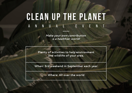 Anúncio Anual do Evento Ecológico com Folhas Tropicais Poster A2 Horizontal Modelo de Design