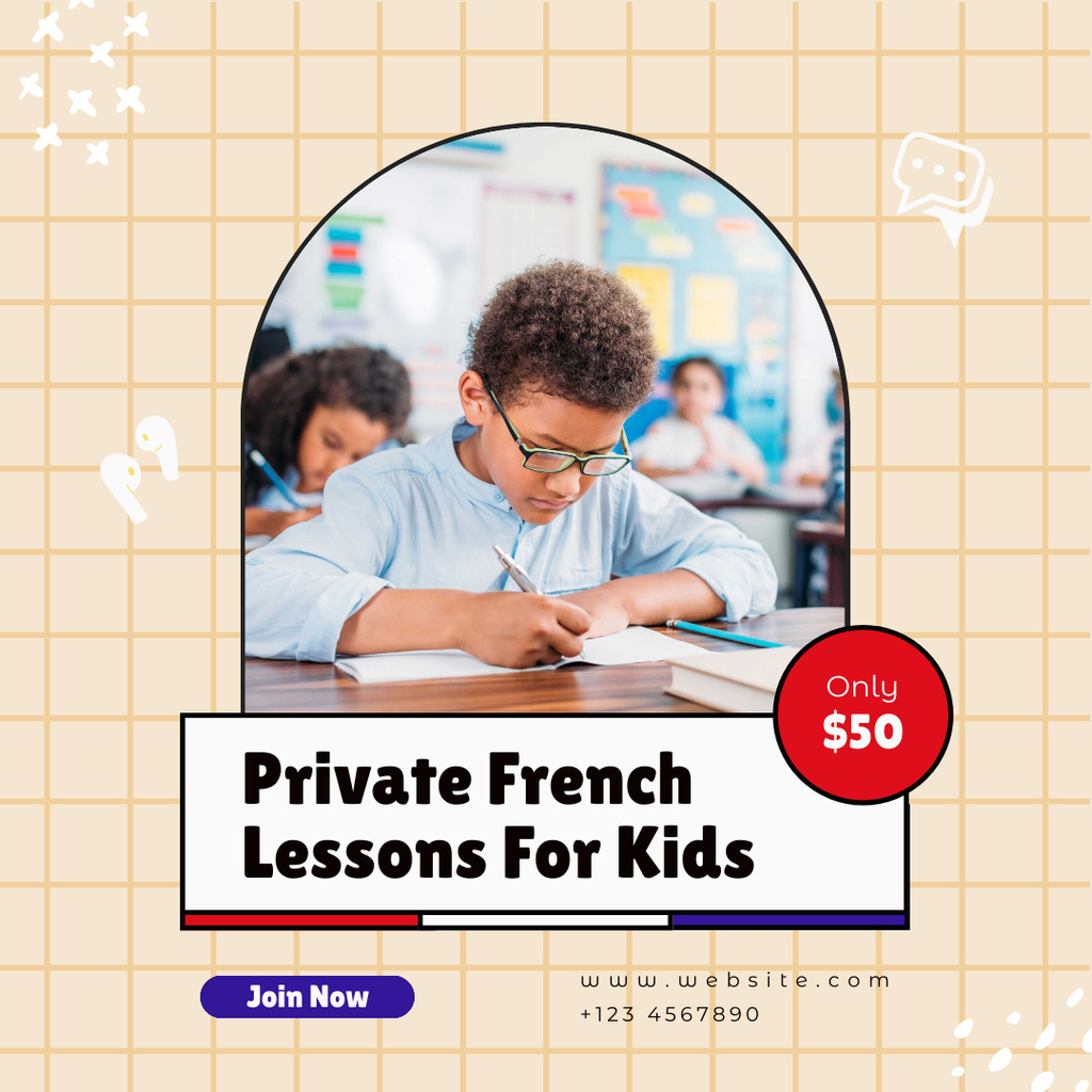 French Classes for Kids Instagramデザインテンプレート