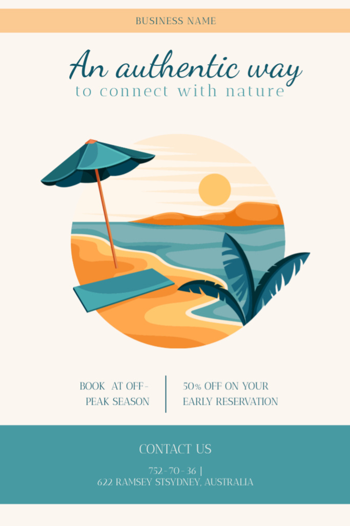 Plantilla de diseño de Beach Hotel Promotion With Illustration Of Landscape Tumblr 