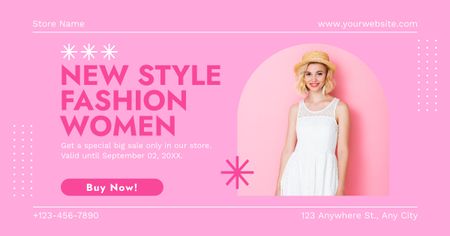 New Style Fashion Clothes For Women In Pink With Discounts Facebook AD Design Template