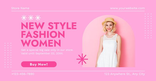 Plantilla de diseño de New Style Fashion Clothes For Women In Pink With Discounts Facebook AD 