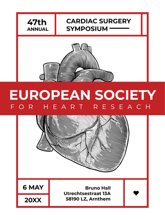 Cardiac Surgery Heart sketch Poster US Design Template