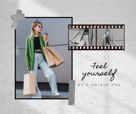 Female Fashion Clothes Ad with Stylish Woman Facebook – шаблон для дизайна