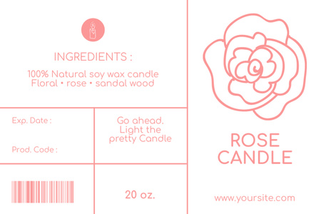 Plantilla de diseño de Vela de rosa de cera de soja natural Label 