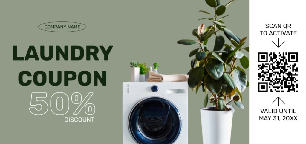 Designvorlage Offer Discounts on Laundry Service with Large Plant für Coupon Din Large