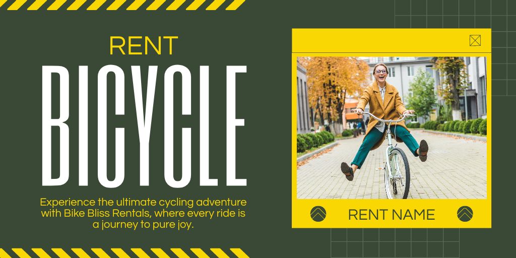 Rent of Urban Bicycles for City Rides Twitterデザインテンプレート