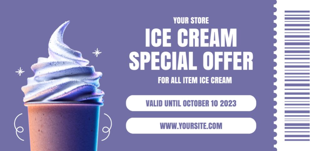 Ice-Cream Special Offer Coupon Din Large Tasarım Şablonu