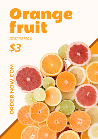 Fruit Shop Ad with Orange Poster Design Template