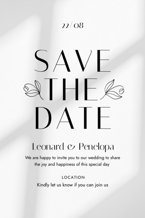Save the Date Event Announcement with Flowers Illustration Invitation 6x9in Design Template