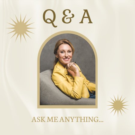Q&A Notification All with Smiling Woman Instagram Design Template