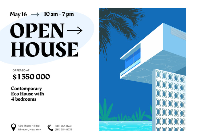 Modèle de visuel Property Sale Offer with Luxury House - Poster B2 Horizontal
