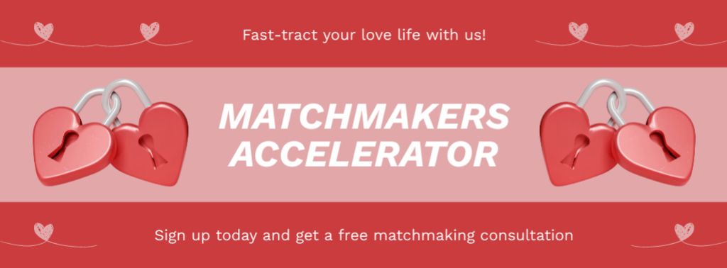 Offer Free Matchmaking Consultation with Red Hearts Facebook cover Design Template