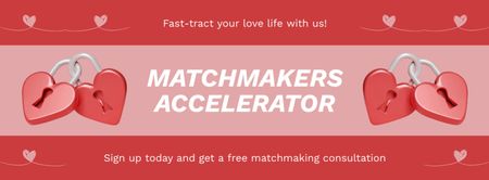 Designvorlage Bieten Sie eine kostenlose Matchmaking-Beratung mit Red Hearts an für Facebook cover