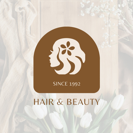 Emblem of Hair and Beauty Studio Logo 1080x1080px Design Template