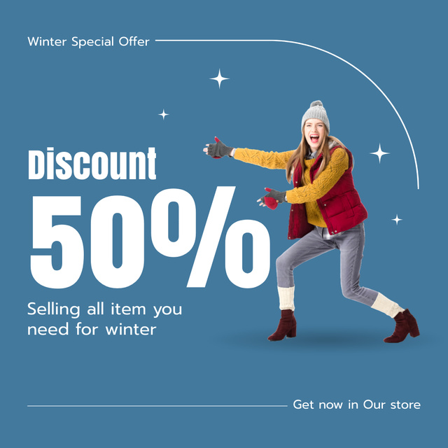 Designvorlage Offer Discounts for All Types of Winter Goods für Instagram AD