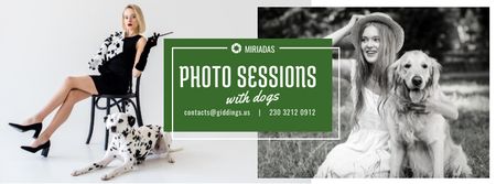 Photo Session Offer Girls with Dogs Facebook cover Design Template