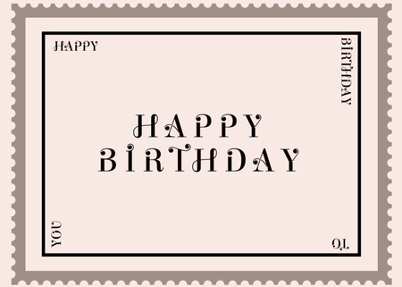 Platilla de diseño Birthday Greeting Text in a Frame of Old Postal Stamp Postcard 5x7in