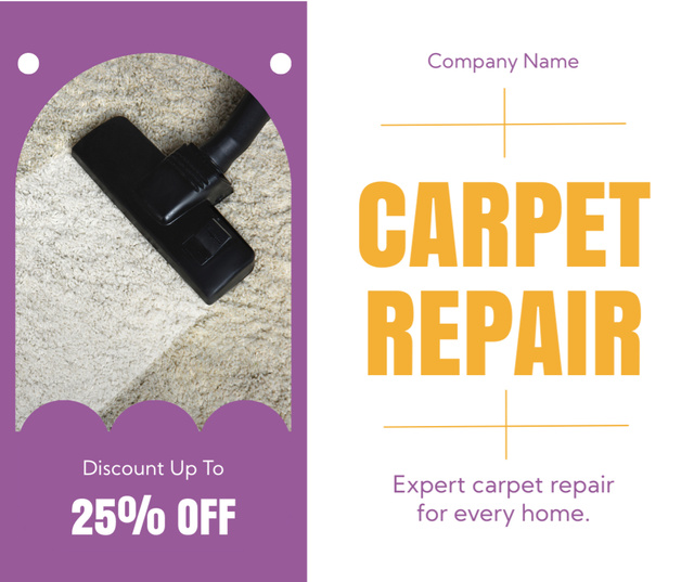 Carpet Repair Services Ad with Discount Facebook Tasarım Şablonu