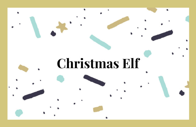 Christmas Elf Service Offer with Stars Business Card 85x55mm Modelo de Design