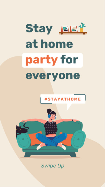 #StayAtHome Home Party Announcement Instagram Storyデザインテンプレート