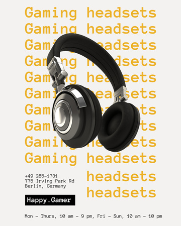 Gaming Equipment and Headphones Poster 16x20in Modelo de Design