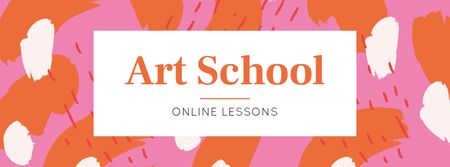 Modèle de visuel Art School Online Lessons Announcement - Facebook cover