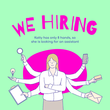 Vacancy Ad with Multitasking Woman Instagram Πρότυπο σχεδίασης