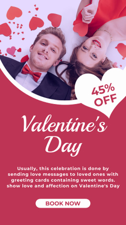 Valentine's Day Sale Announcement with Man and Woman in Love Instagram Story Design Template