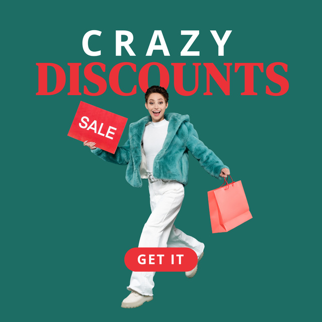 Ontwerpsjabloon van Instagram van Crazy Discounts Offer