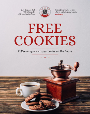 Coffee Shop Promotion with Coffee and Cookies Poster 22x28in Design Template