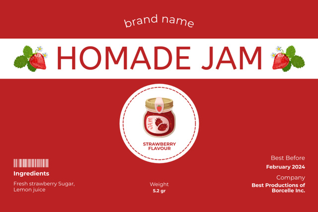 Designvorlage Homemade Jam Offer on Red für Label