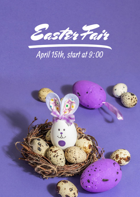 Plantilla de diseño de Nest with Eggs and Easter Fair Flyer A6 