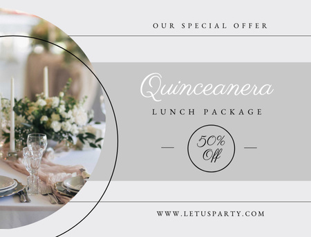Special Offer For Celebration Quinceañera on Grey Postcard 4.2x5.5in Design Template