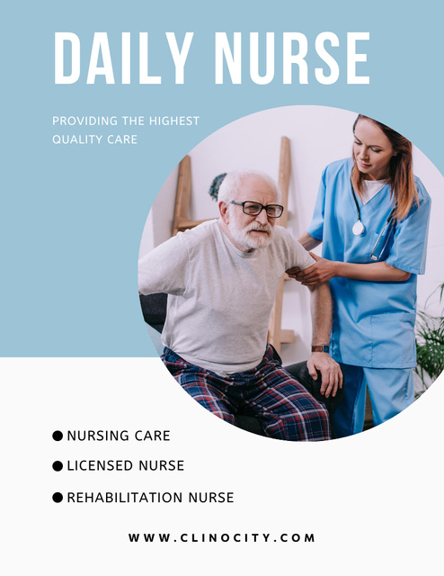 Nurse Daily Services Offer with Elder Man Poster 8.5x11in Design Template