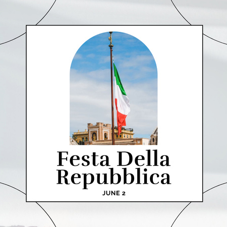 Näkymä vanhaankaupunkiin ja lippuun Italian kansallispäivänä Instagram Design Template