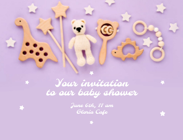 Ontwerpsjabloon van Invitation 13.9x10.7cm Horizontal van Baby Shower Celebration Announcement
