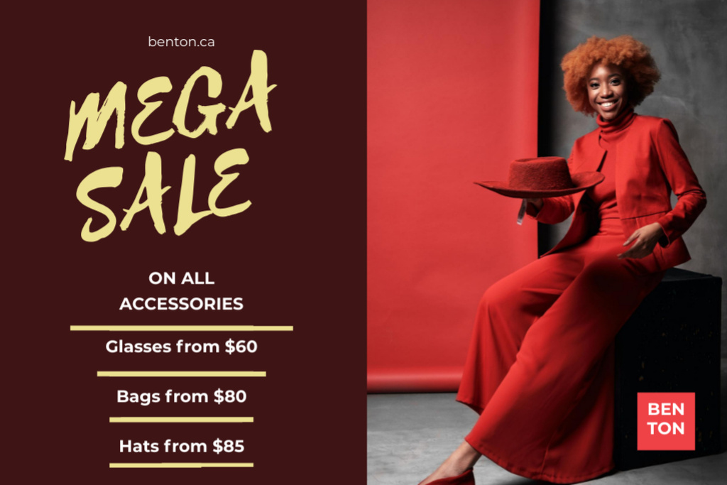 Designvorlage Mega Fashion Sale All Women's Accessories für Flyer 4x6in Horizontal