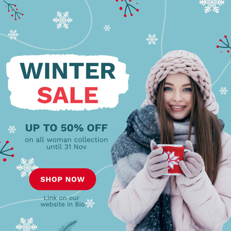 Platilla de diseño Winter Sale Announcement for All Women's Fashion Collection Instagram AD
