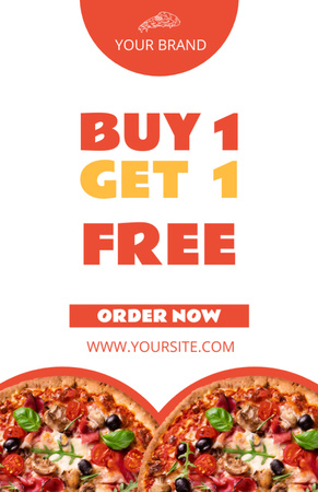 Promotional Offer for Two Pizzas Recipe Card Design Template