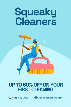 Premium Cleaning Assistance With Discount Flyer 4x6in Design Template