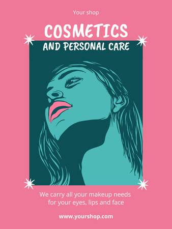 Plantilla de diseño de Anuncio de tienda de cosmética natural y cuidado personal Poster US 