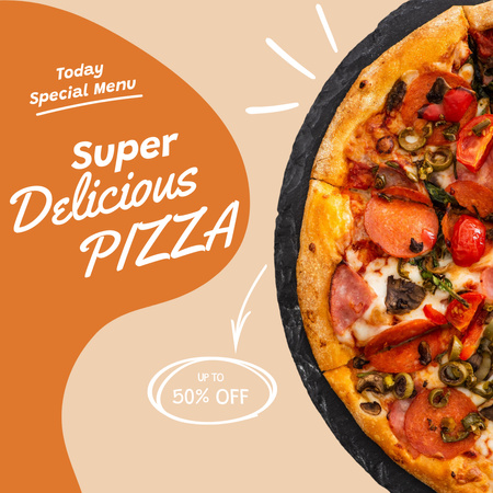 Ontwerpsjabloon van Instagram van Special Menu Promotion with Delicious Pizza 
